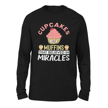Cupcakes Are Muffins That Believed In Miracles Men/Unisex Drop Shoulder Sweatshirt in Black color